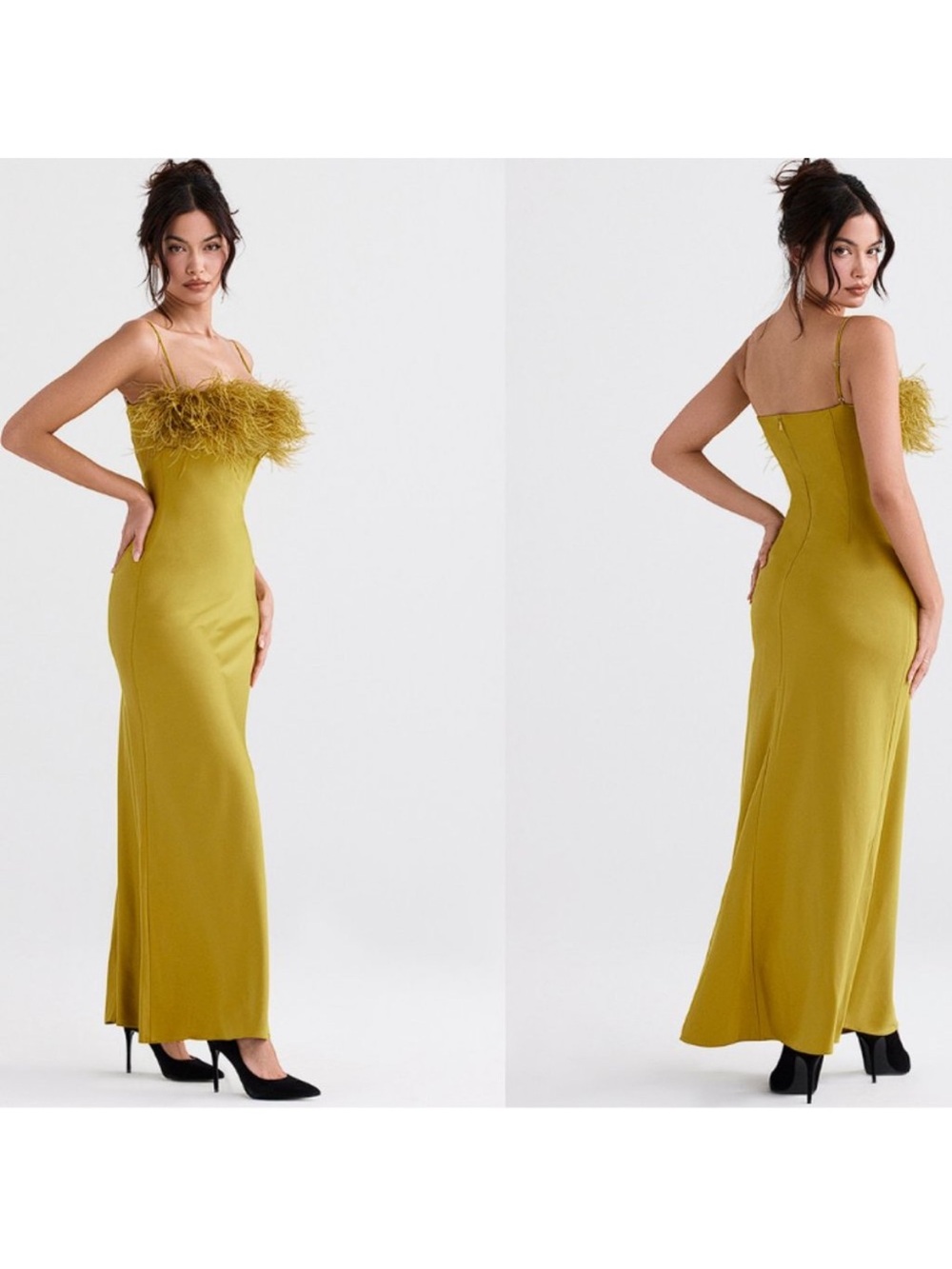 HOUSE OF CB 'Renee' Chartreuse Maxi Dress NWT
